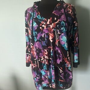 Westbound hoodie sweater, 3/4 sleeve, floral